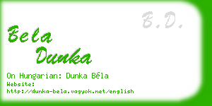 bela dunka business card
